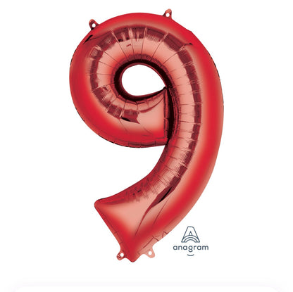 34" Red Number Airise Balloon