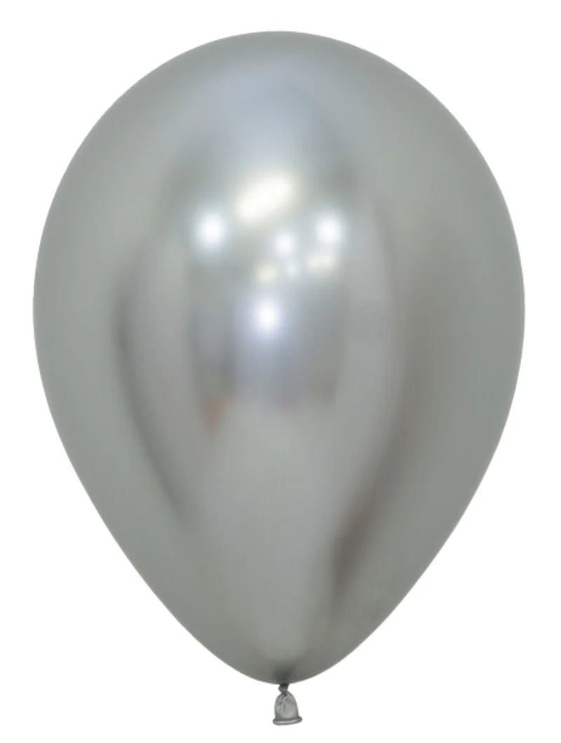 Reflex Silver Helium Inflated Latex Balloon