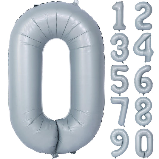 Grey Matte Number Foil Balloon
