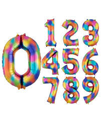 Rainbow Splash Number Foil Balloon