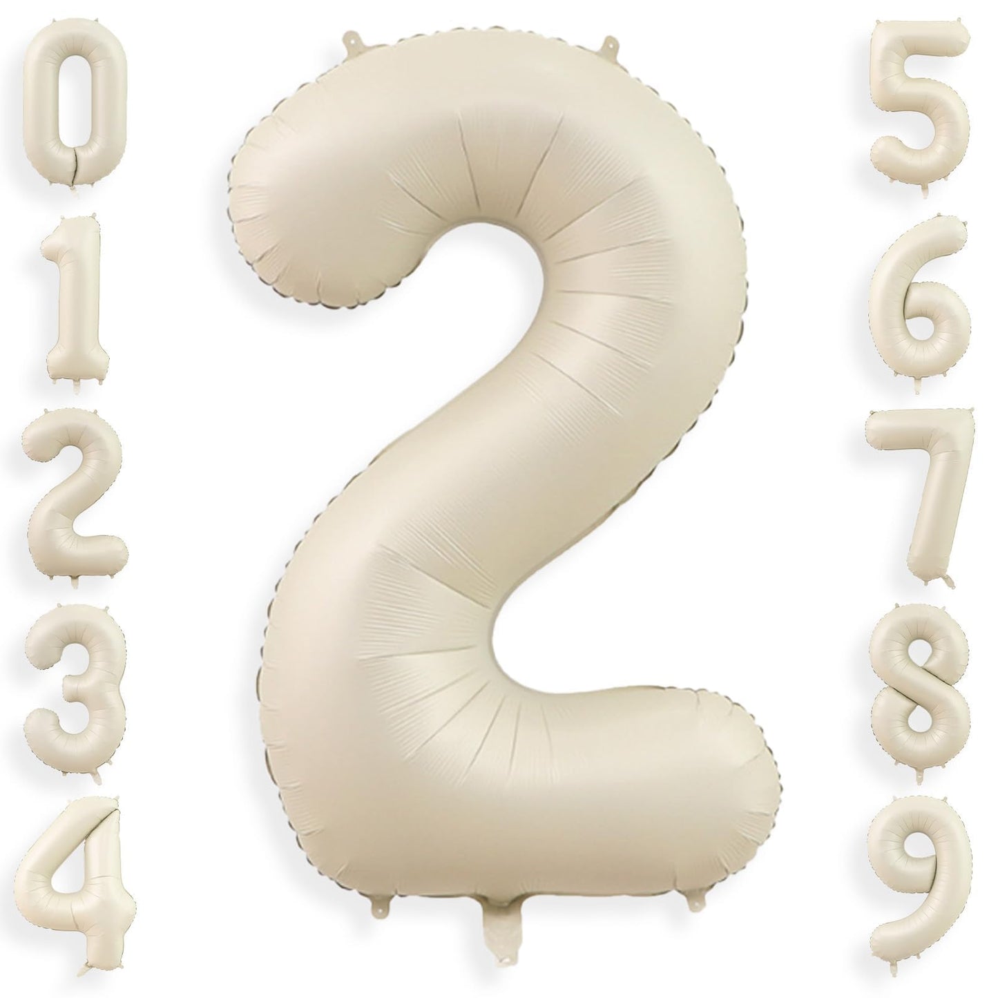 Cream Number Foil Balloon
