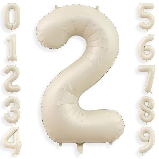 Cream Number Foil Balloon