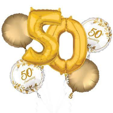 50th Anniversary Wedding Balloon Bouquet Milestone