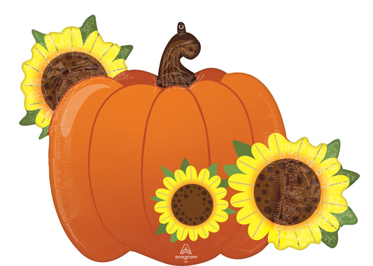 Fall Pumpkin with Sunflowers SuperShape Balloon