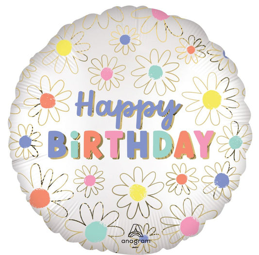 18” Happy Birthday Daisies Balloon