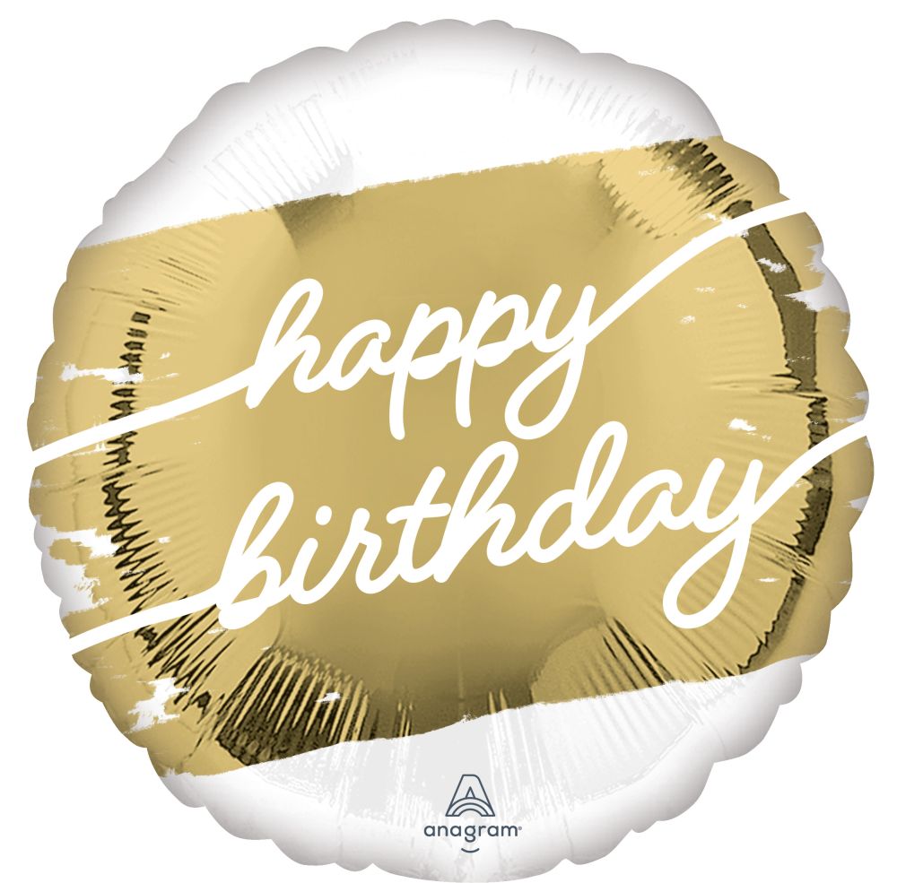 18” Happy Birthday  Golden Balloon