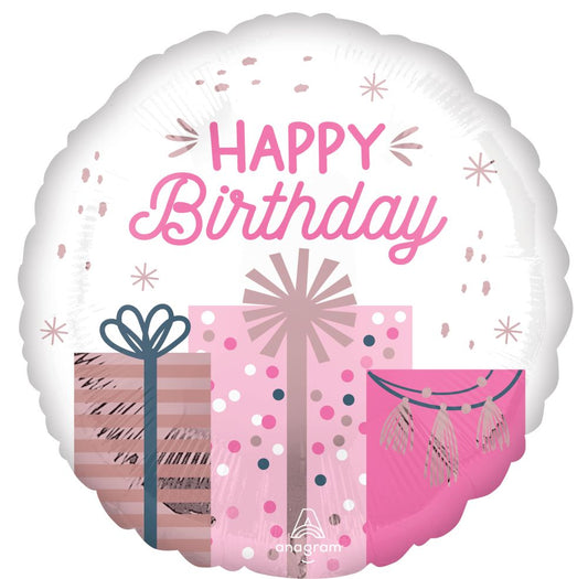 18” Happy Birthday Pastel Pink Balloon