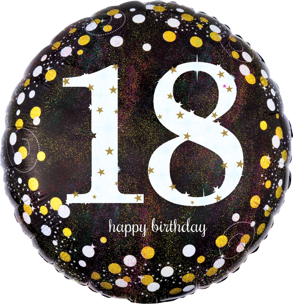 18” Happy Birthday 18 Holographic Balloon