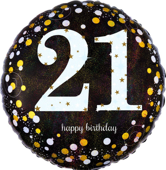 18” Happy Birthday 21 Holographic Balloon