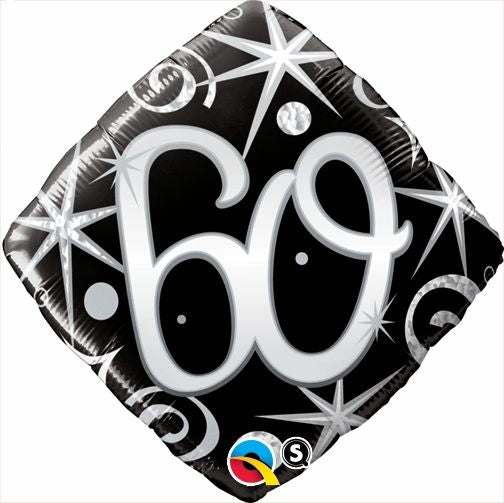 18” Birthday 60 Diamond Elegant Sparkle & Swirls Balloon