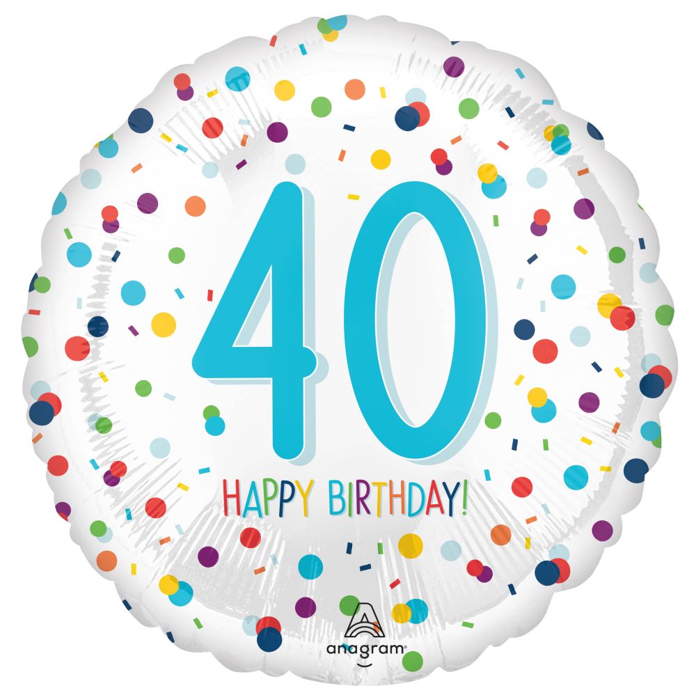 18” Happy Birthday 40 Confetti Balloon