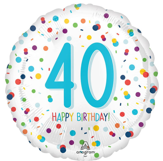 18” Happy Birthday 40 Confetti Balloon