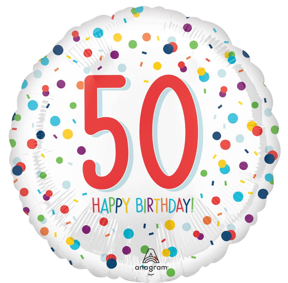 18” Happy Birthday 50 Confetti Balloon
