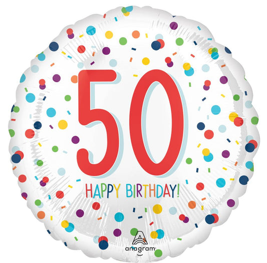 18” Happy Birthday 50 Confetti Balloon