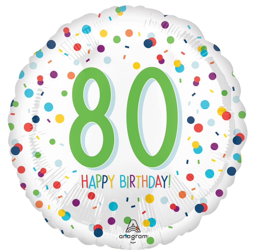 18” Happy Birthday 80 Confetti Balloon
