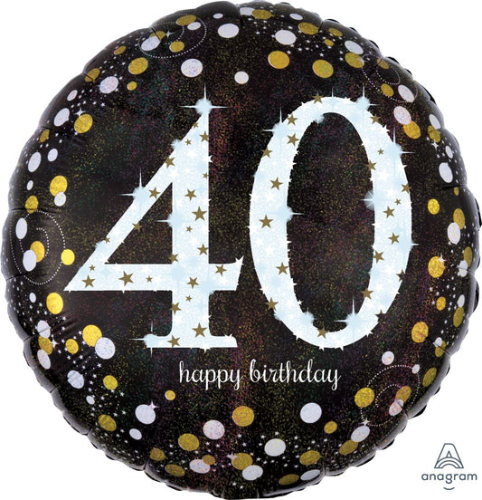 18” Happy Birthday 40 Holographic Balloon
