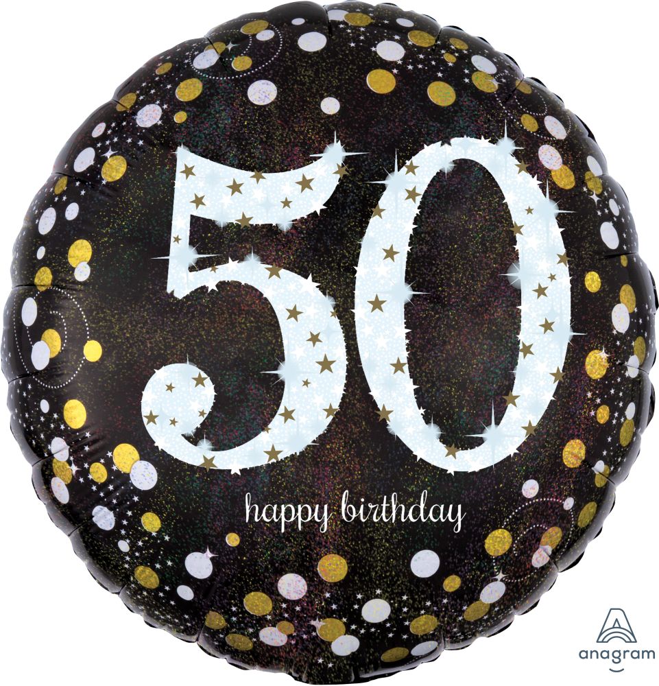 18” Happy Birthday 50 Holographic Balloon