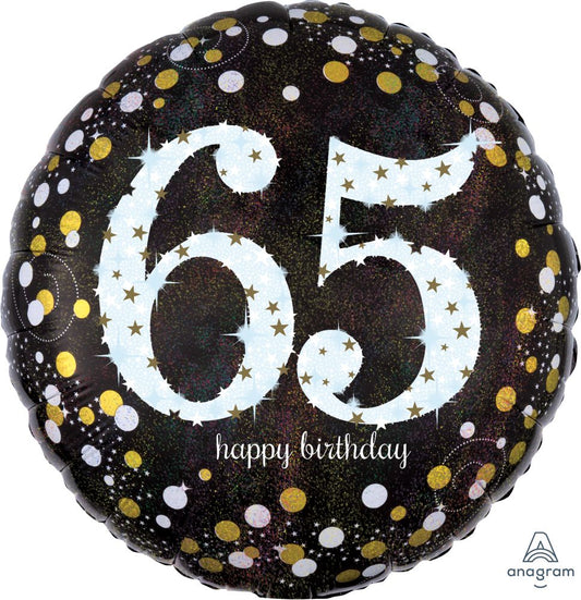 18” Happy Birthday 65 Holographic Balloon