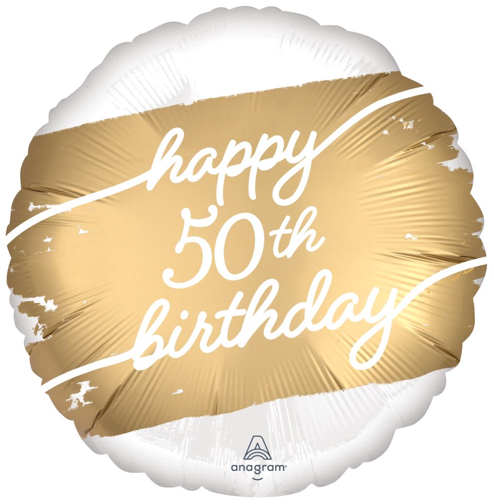 18” Happy Birthday 50th Golden Balloon