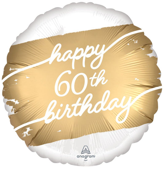 18” Happy Birthday 60th Golden Balloon