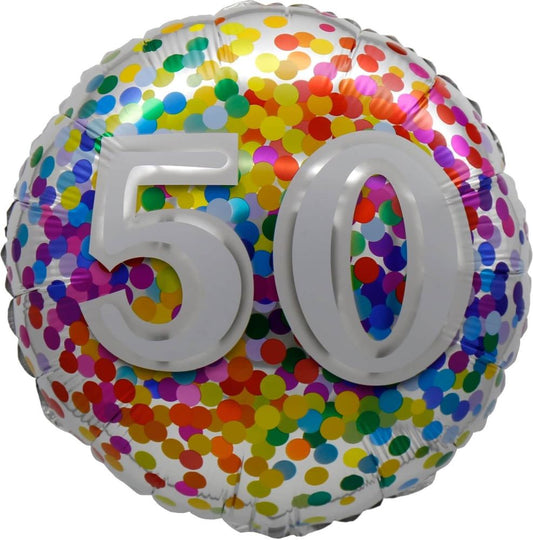 18” Birthday 50 Rainbow Confetti Balloon