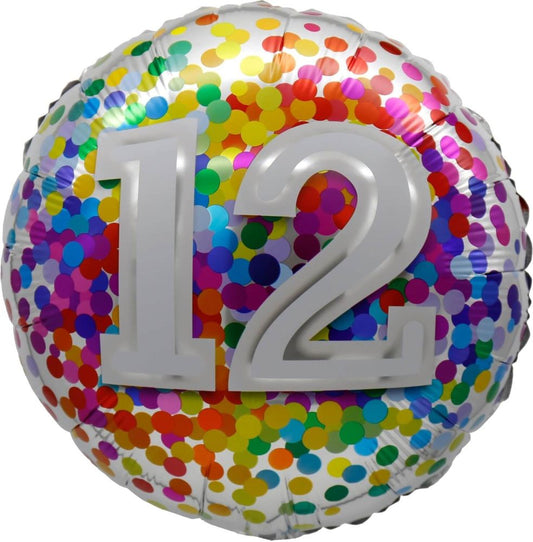 18” Birthday 12 Rainbow Confetti Balloon