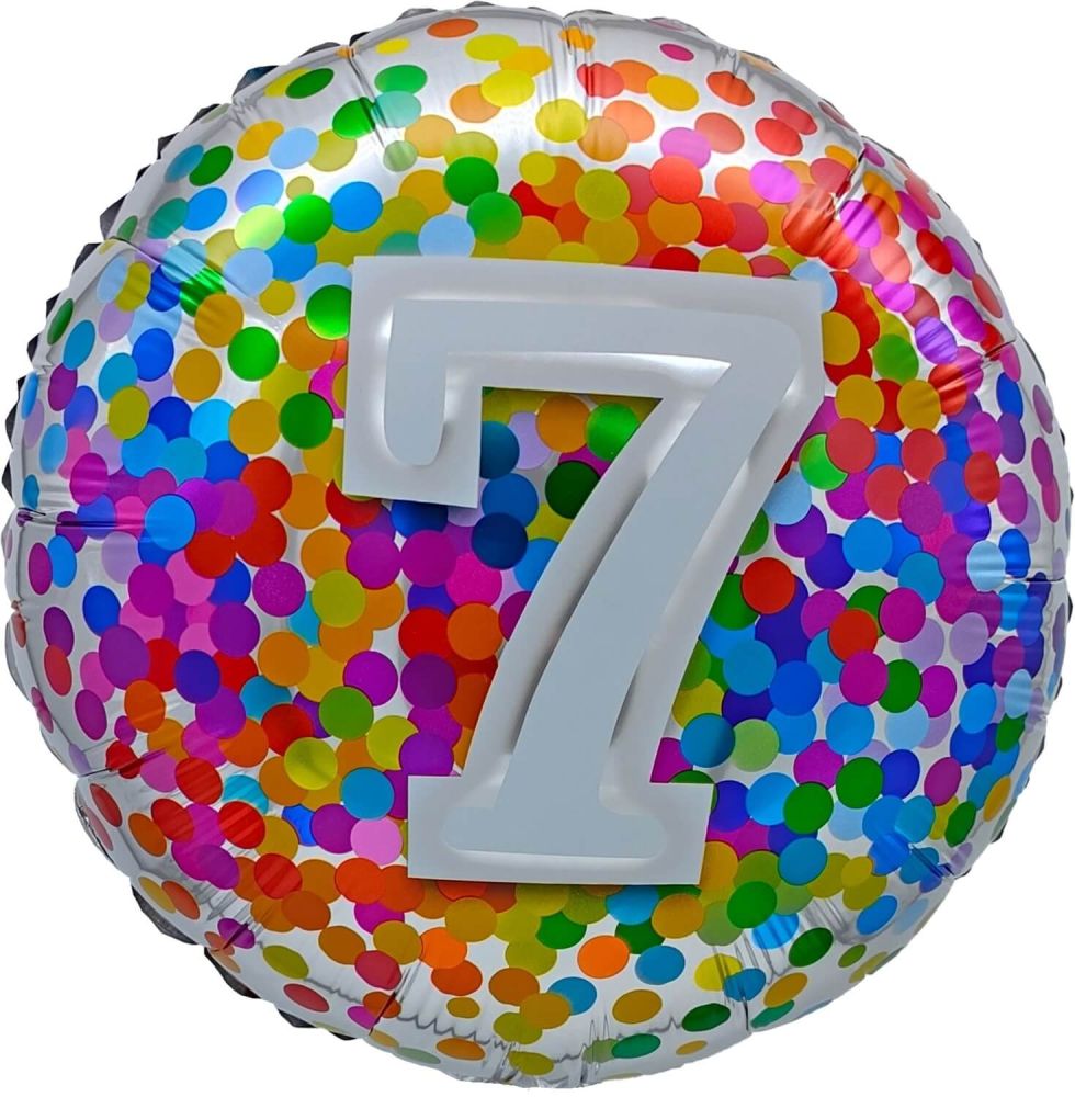18” Birthday 7th Rainbow Confetti Balloon