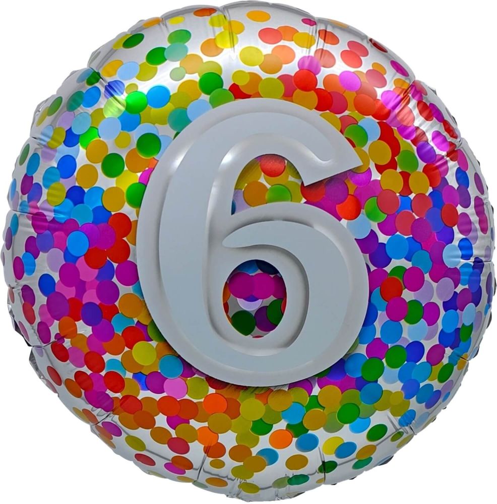 18” Birthday 6th Rainbow Confetti Balloon