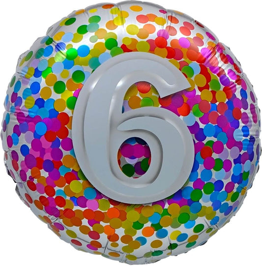 18” Birthday 6th Rainbow Confetti Balloon