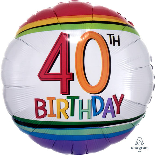 18” Birthday 40 Rainbow Confetti Balloon