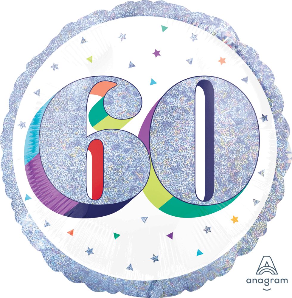 18" Birthday Milestone 60 Holographic Balloon