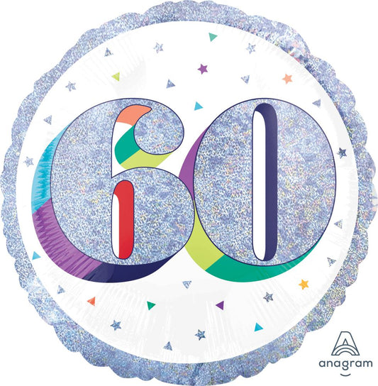 18" Birthday Milestone 60 Holographic Balloon