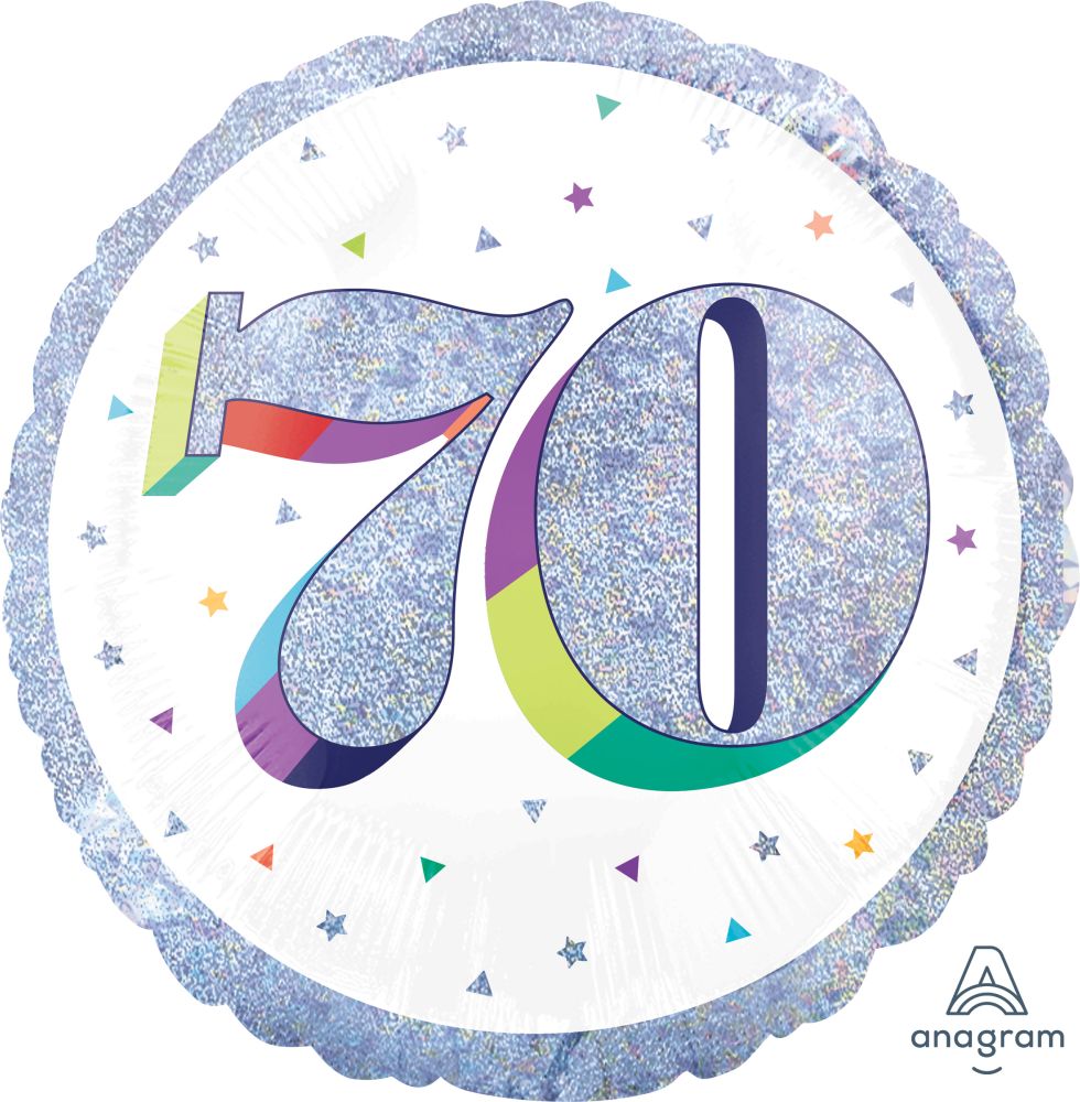 18” Birthday Milestone 70th Holographic Balloon