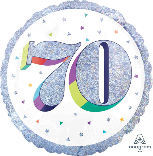 18” Birthday Milestone 70th Holographic Balloon