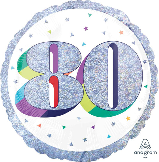 18" Birthday Milestone 80 Holographic Balloon