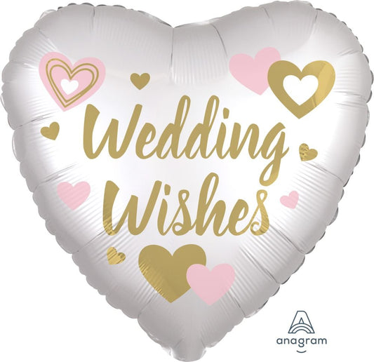 18" Wedding Wishes Satin Heart Shape Balloon
