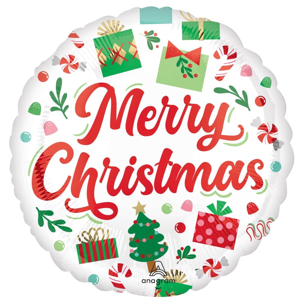 18" Merry Christmas Presents Balloon