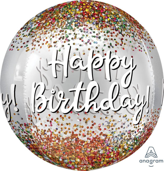 Clear Happy Birthday Sequins Orbz Balloon