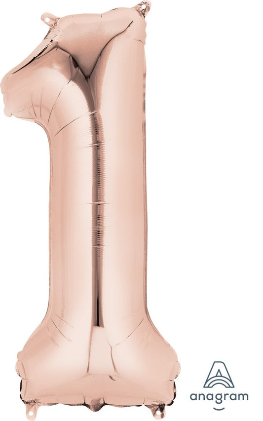 Rose Gold Number Foil Balloon Airise