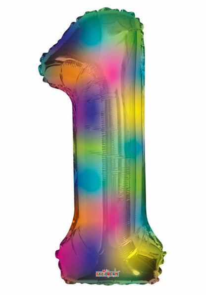 Rainbow Splash Number Foil Balloon