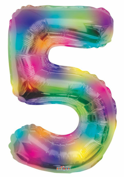 Rainbow Splash Number Foil Balloon
