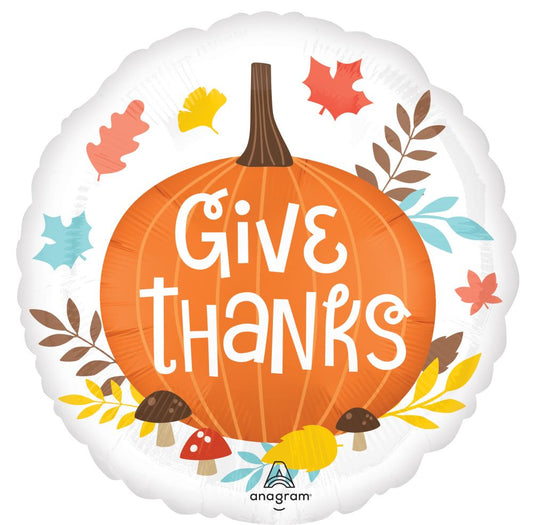 18" Give Thanks Pumpkin Balloon