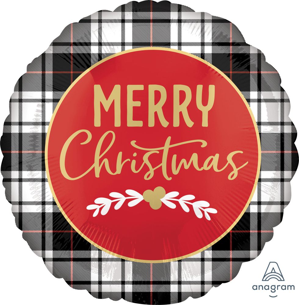 18" Merry Christmas Plaid Balloon