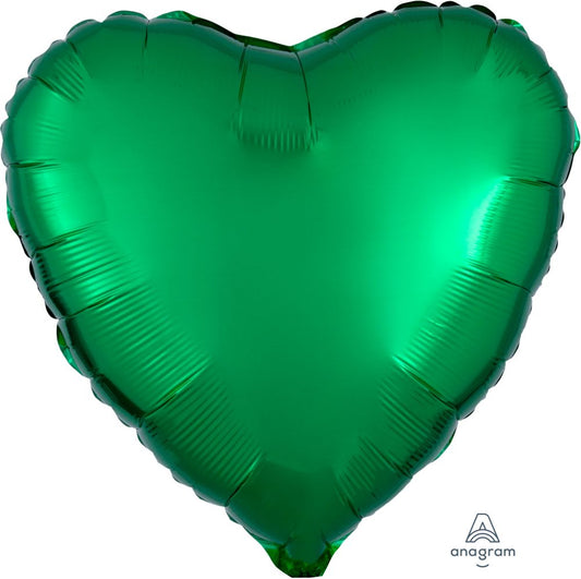 18" Green Heart Metallic Balloon