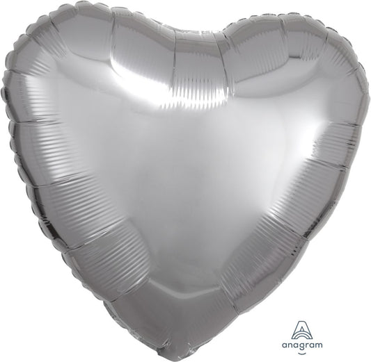 18" Silver Heart Metallic Balloon