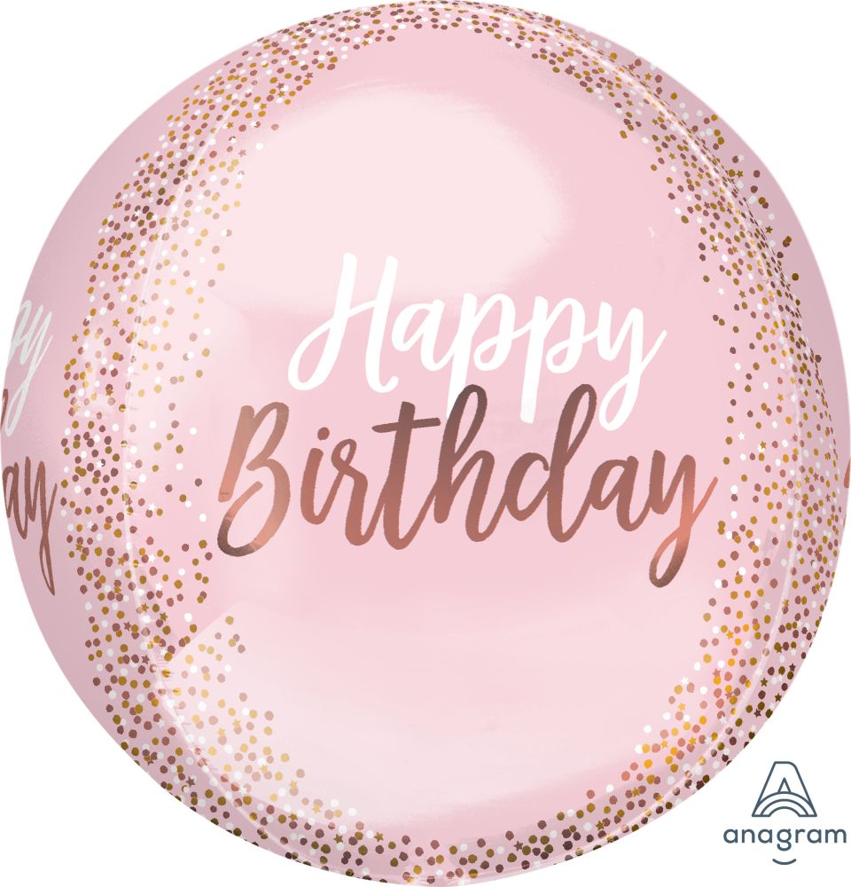 Orbz Happy Birthday Blush Balloon