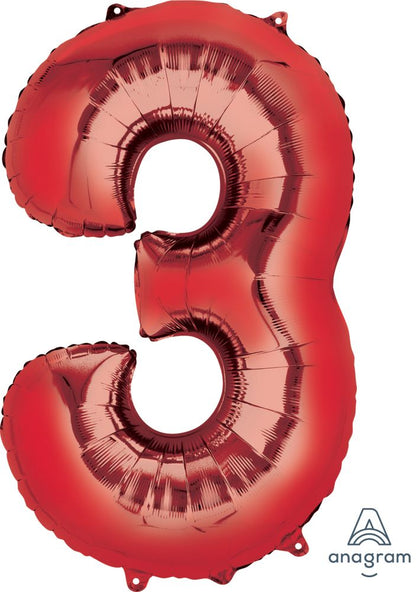 Red Number Foil Balloon