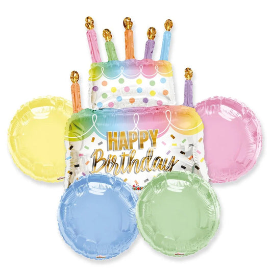 Happy Birthday Cake Macaroon Balloon Bouquet
