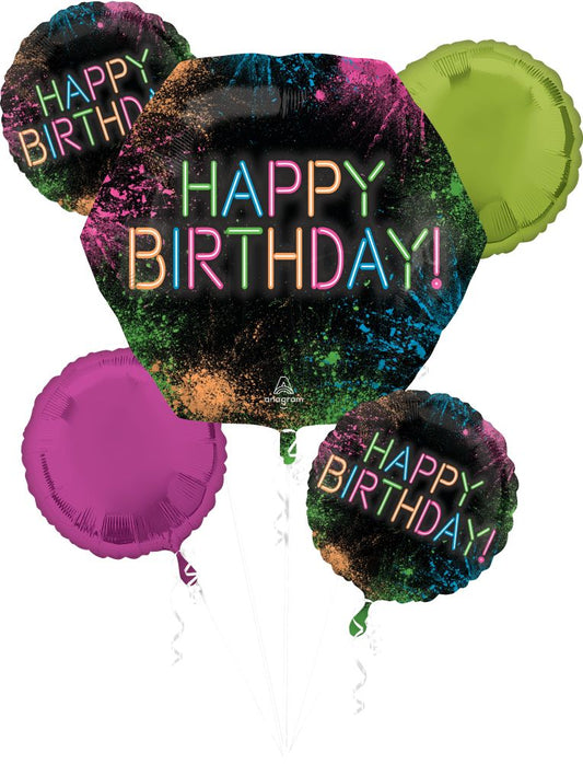 Happy Birthday Neon Balloon Bouquet