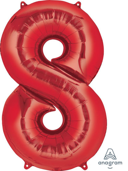 Red Number Foil Balloon